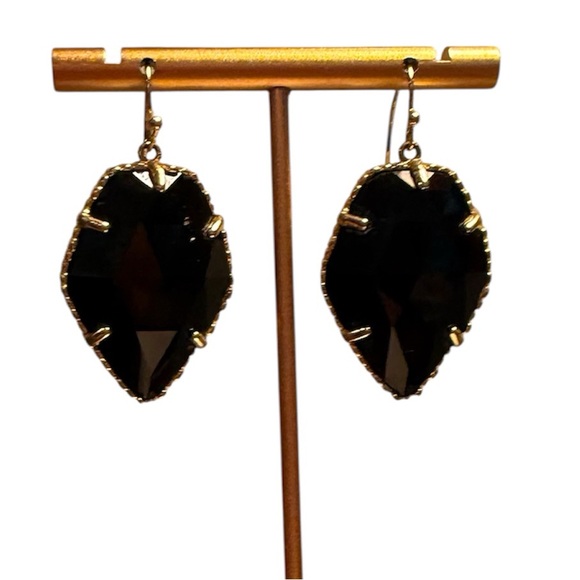 Kendra Scott Jewelry - Vintage Y2K Kendra Scott Black Onyx/Gold Corley 1.5” Drop Earrings